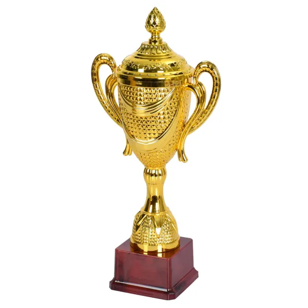 Кубок спортивный с ручками и крышкой 27см золотой 4965-3