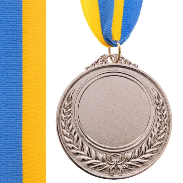 Заготовка медалі зі стрічкою срібро 6,5см C-4332-2