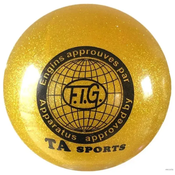 М'яч для художньої гімнастики FIG 15 см жовтий з блискітками FG-12-15-Y
