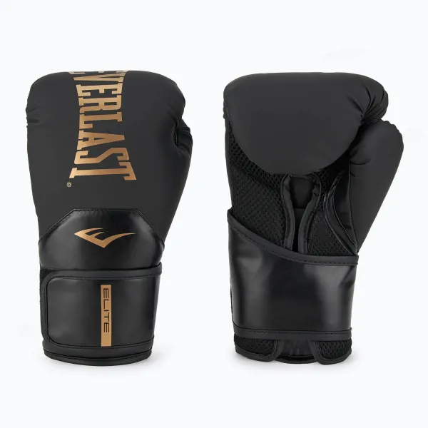 Перчатки боксерские Everlast ELITE 2 BOXING GLOVES Чёрно-золотой 10oz (Оригинал) P00003270