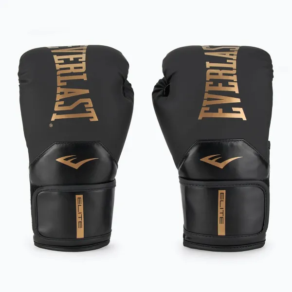 Перчатки боксерские Everlast ELITE 2 BOXING GLOVES Чёрно-золотой 10oz (Оригинал) P00003270