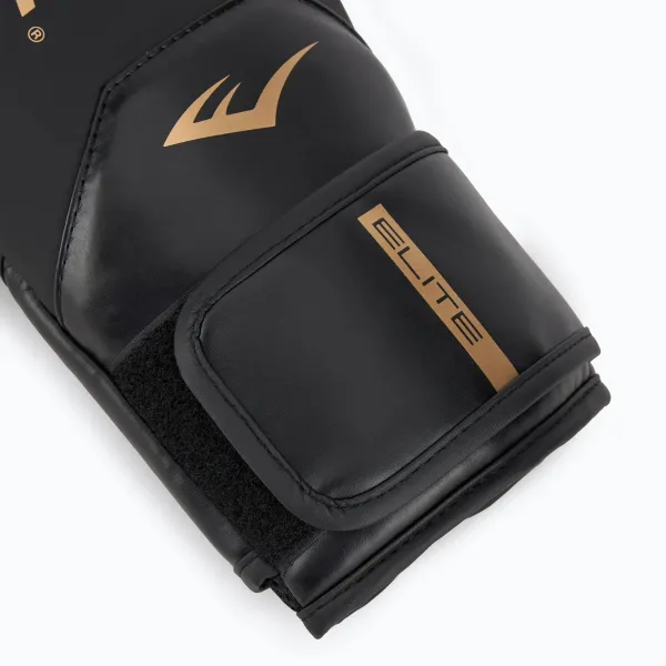 Перчатки боксерские Everlast ELITE 2 BOXING GLOVES Чёрно-золотой 10oz (Оригинал) P00003270