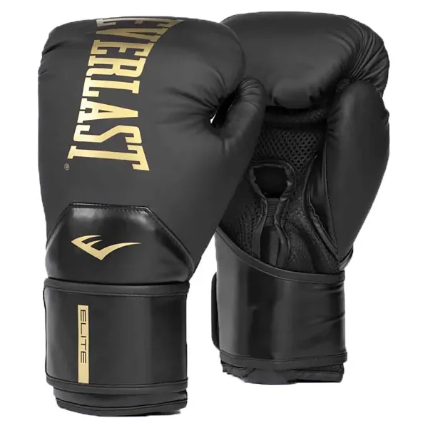Boxing gloves Everlast ELITE 2 BOXING GLOVES Black-gold 10oz (Original) P00003270