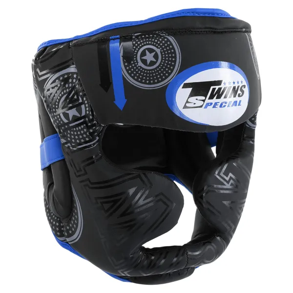 Boxing Helmet with Full Protection PVC TWN Black-Blue BO-9481BL