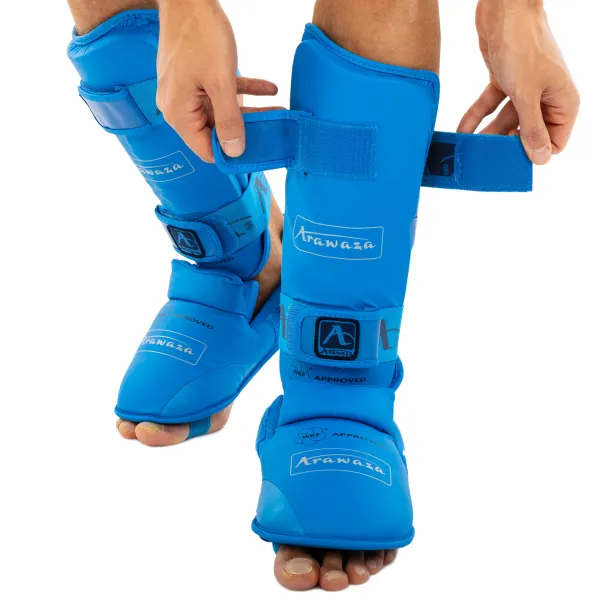 Shin and foot protection for karate Araza GO-1252BL Replica XS-XL Blue