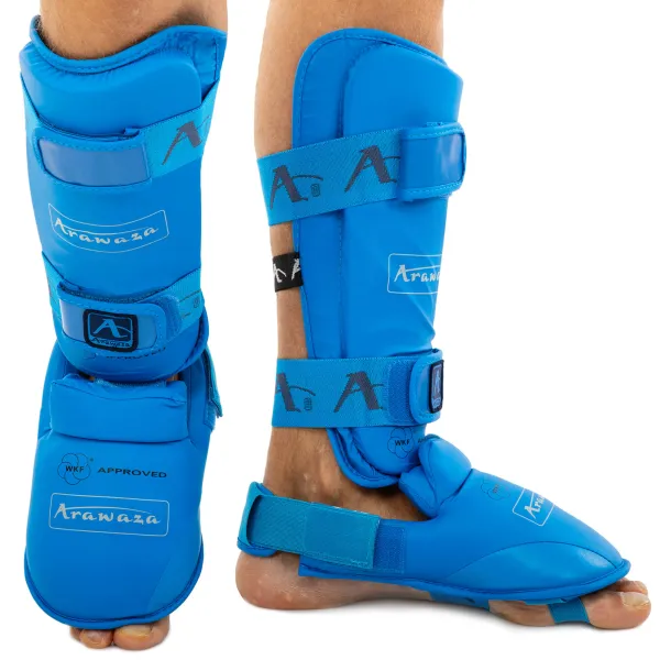 Shin and foot protection for karate Araza GO-1252BL Replica XS-XL Blue