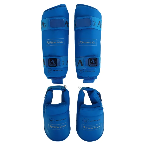 Shin and foot protection for karate Araza GO-1252BL Replica XS-XL Blue