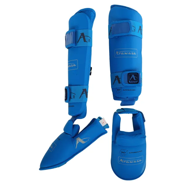 Shin and foot protection for karate Araza GO-1252BL Replica XS-XL Blue