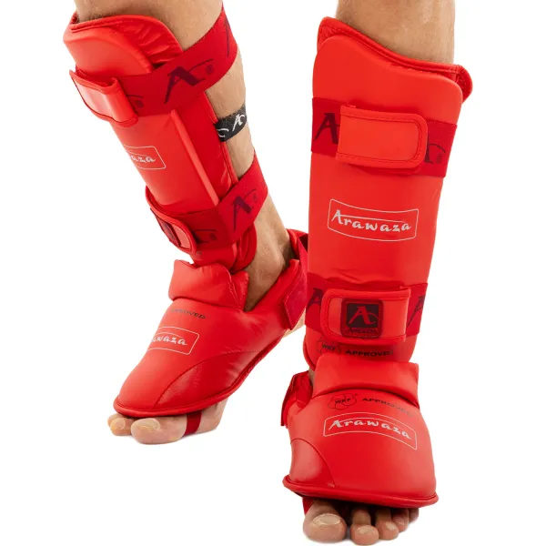 Shin and foot protection for karate Arawaza GO-1252R Replica XS-XL Red