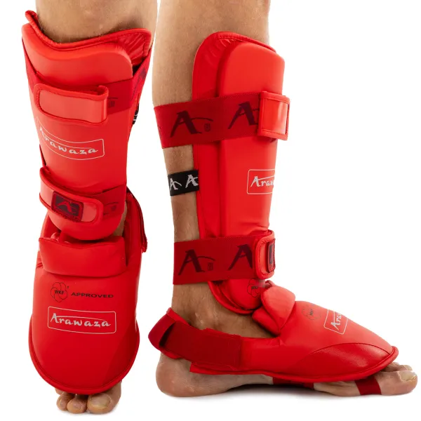 Shin and foot protection for karate Arawaza GO-1252R Replica XS-XL Red