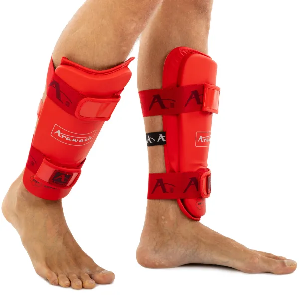 Shin and foot protection for karate Arawaza GO-1252R Replica XS-XL Red