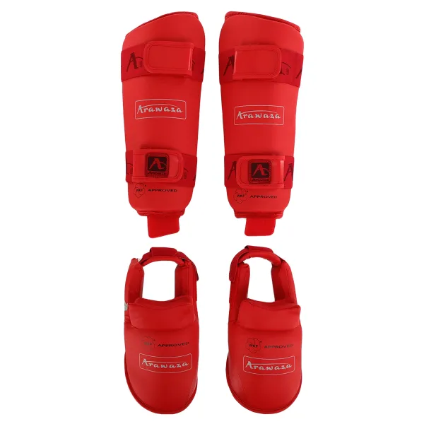 Shin and foot protection for karate Arawaza GO-1252R Replica XS-XL Red
