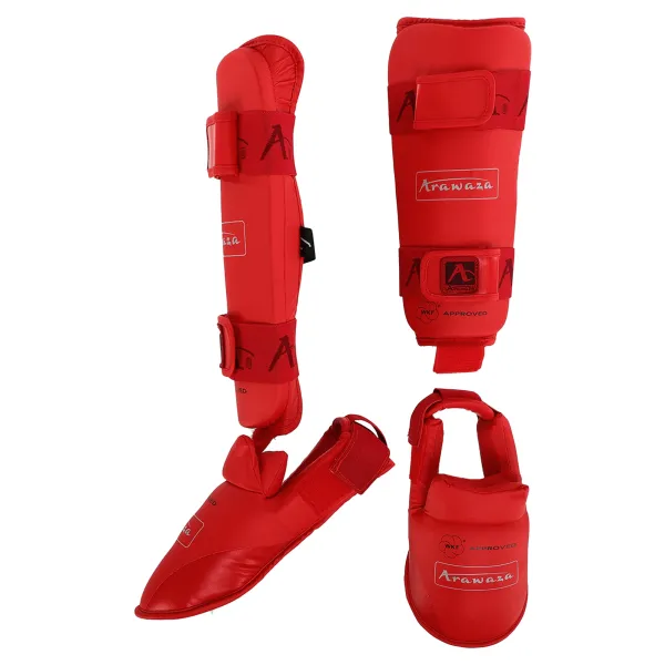 Shin and foot protection for karate Arawaza GO-1252R Replica XS-XL Red