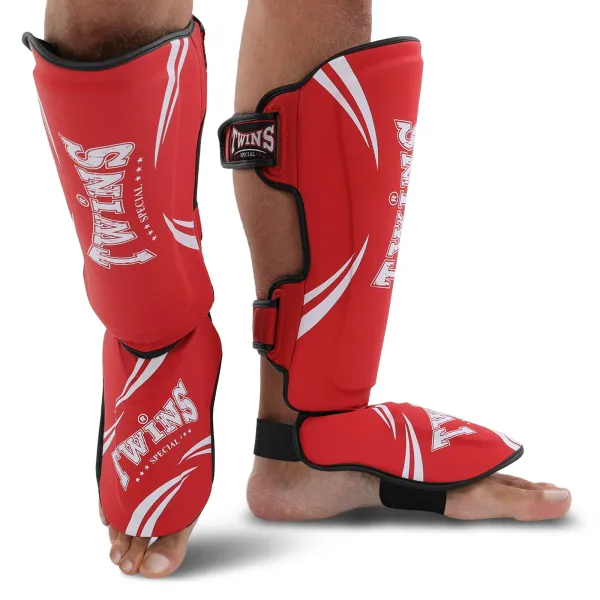 TWS martial arts shin and foot guards, red, size S-L BO-7971-R