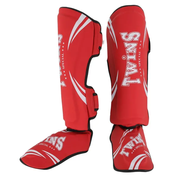 TWS martial arts shin and foot guards, red, size S-L BO-7971-R