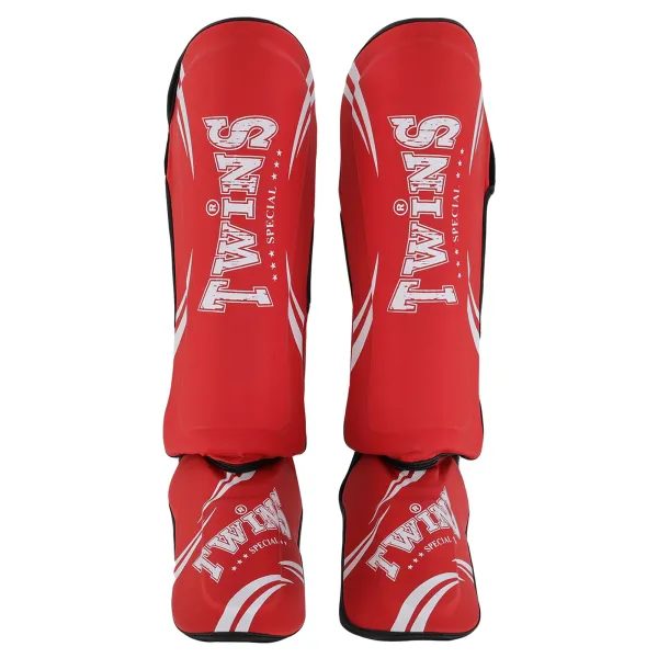 TWS martial arts shin and foot guards, red, size S-L BO-7971-R