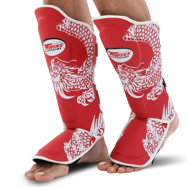 TWS martial arts shin and foot protectors, red, size S-L, BO-9484-R