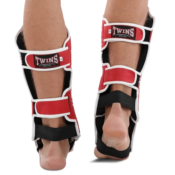 TWS martial arts shin and foot protectors, red, size S-L, BO-9484-R