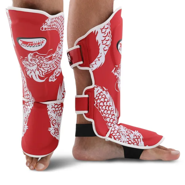 TWS martial arts shin and foot protectors, red, size S-L, BO-9484-R