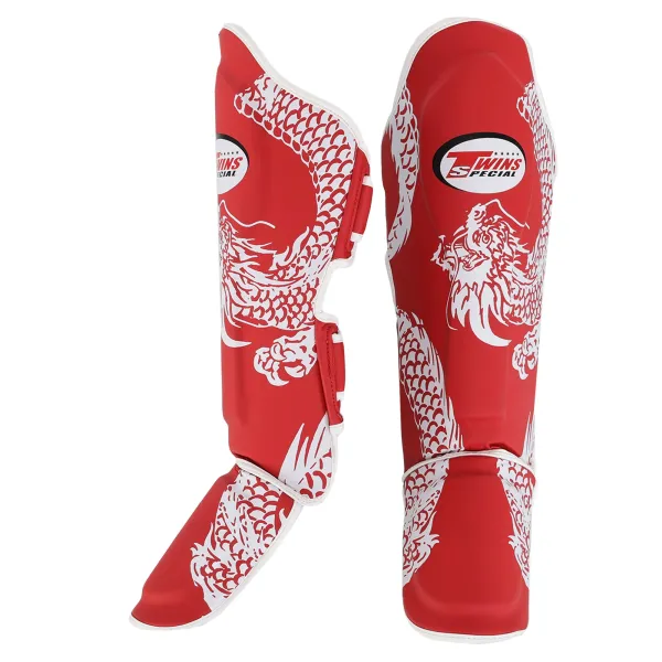 TWS martial arts shin and foot protectors, red, size S-L, BO-9484-R