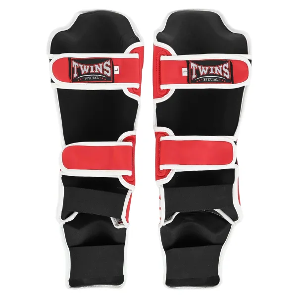 TWS martial arts shin and foot protectors, red, size S-L, BO-9484-R