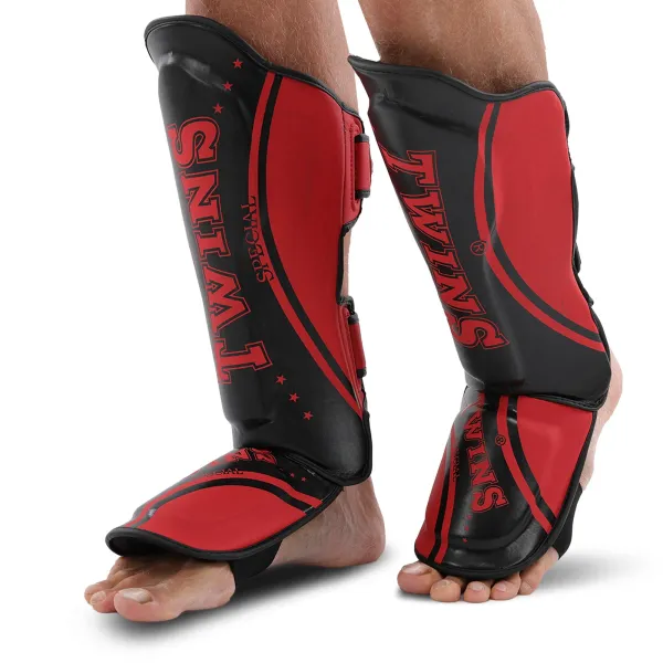 TWS martial arts shin and foot protection, red, size S-L, BO-9485-R