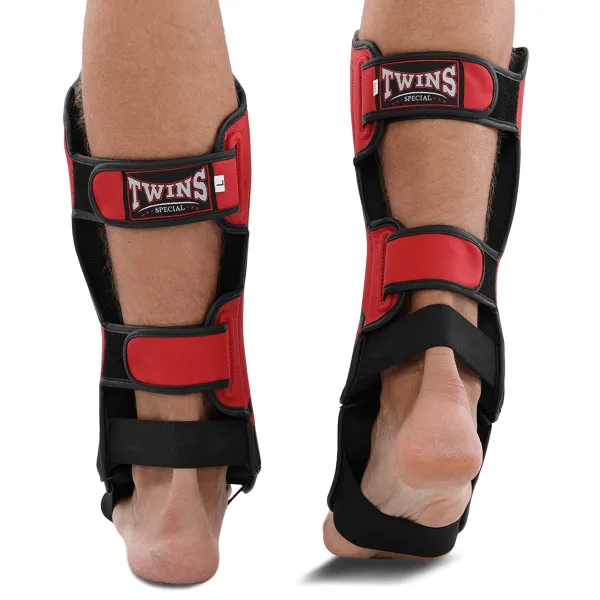TWS martial arts shin and foot protection, red, size S-L, BO-9485-R