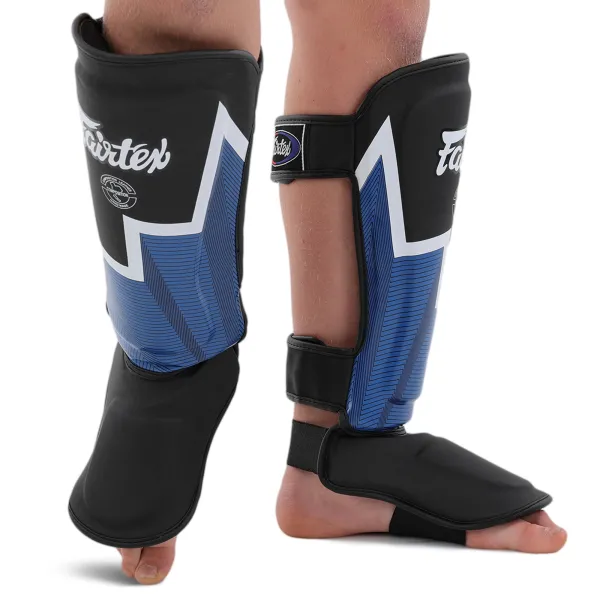 FAIRTEX leather shin and foot guards for martial arts, size S-L BO-9486-BL