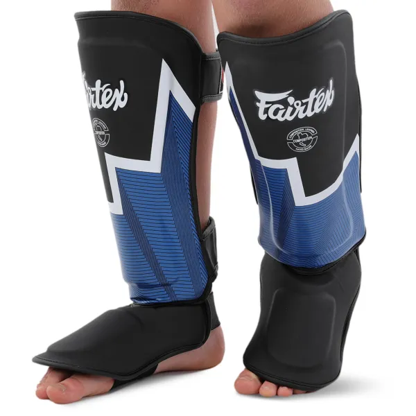 FAIRTEX leather shin and foot guards for martial arts, size S-L BO-9486-BL