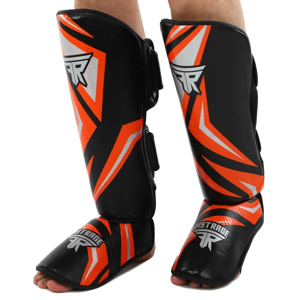 Leather shin and foot guards for martial arts FISTRAGE COMBAT size S-XL VL-4413