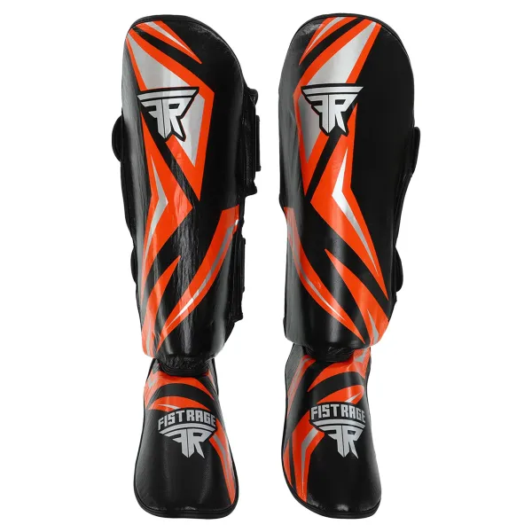 Leather shin and foot guards for martial arts FISTRAGE COMBAT size S-XL VL-4413