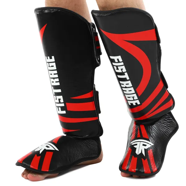 Leather shin and foot guards for martial arts FISTRAGE RAGE, size S-XL VL-6373