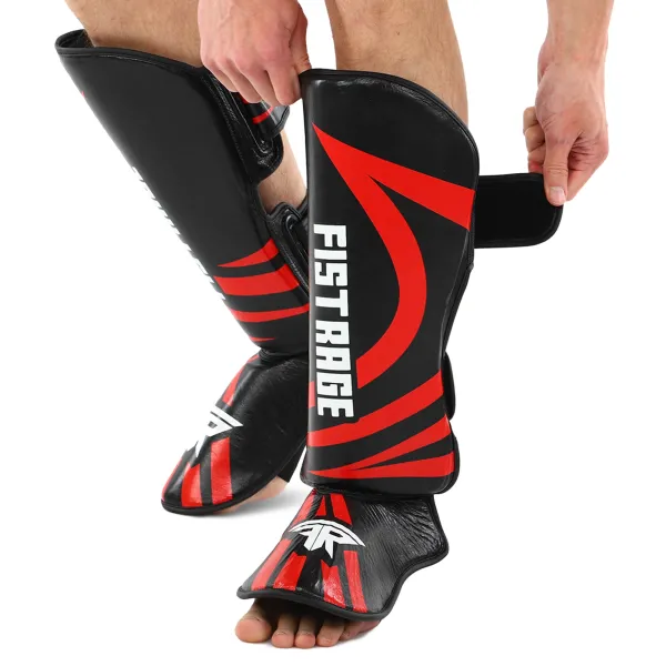 Leather shin and foot guards for martial arts FISTRAGE RAGE, size S-XL VL-6373