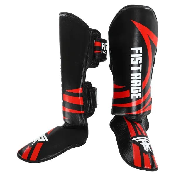 Leather shin and foot guards for martial arts FISTRAGE RAGE, size S-XL VL-6373
