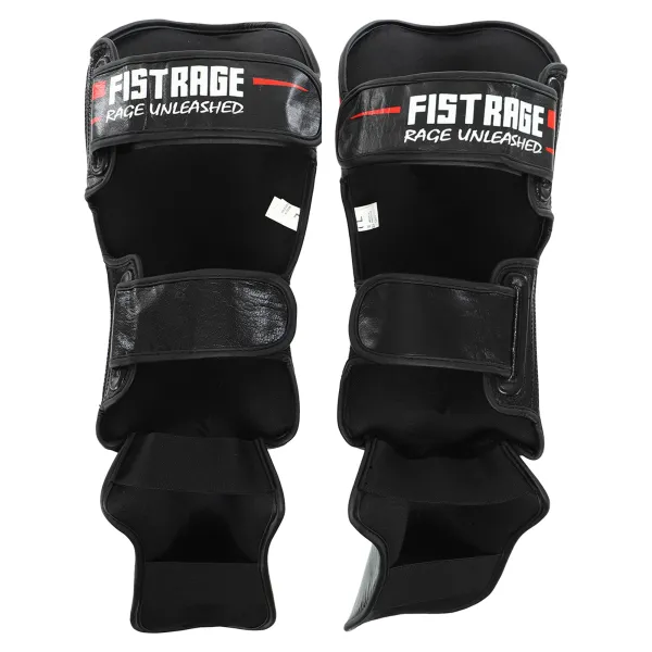 Leather shin and foot guards for martial arts FISTRAGE RAGE, size S-XL VL-6373