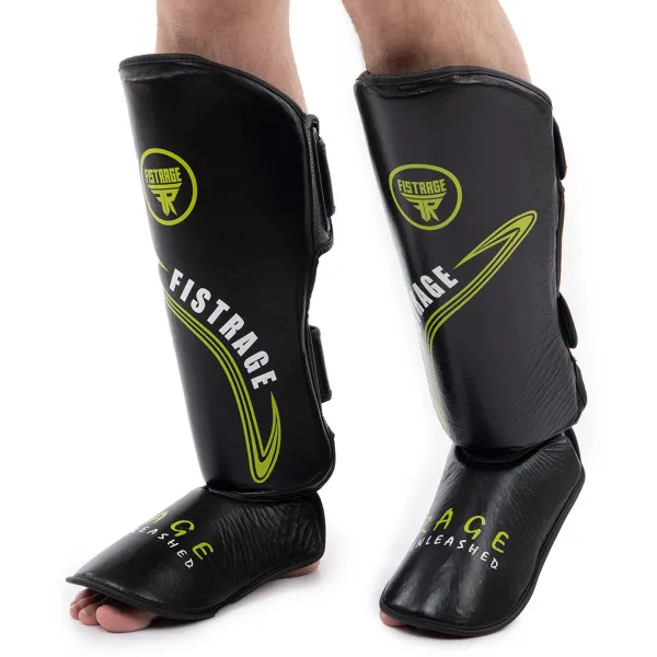 Leather martial arts shin and foot guards FISTRAGE, size S-XL, VL-8496