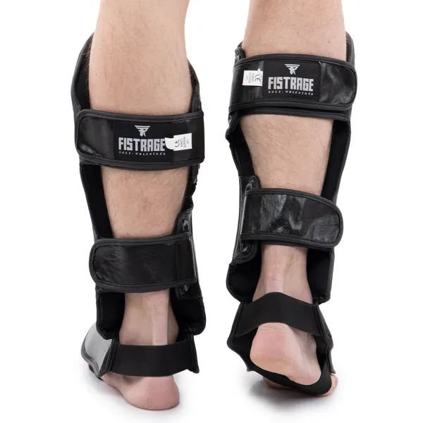 Leather martial arts shin and foot guards FISTRAGE, size S-XL, VL-8496