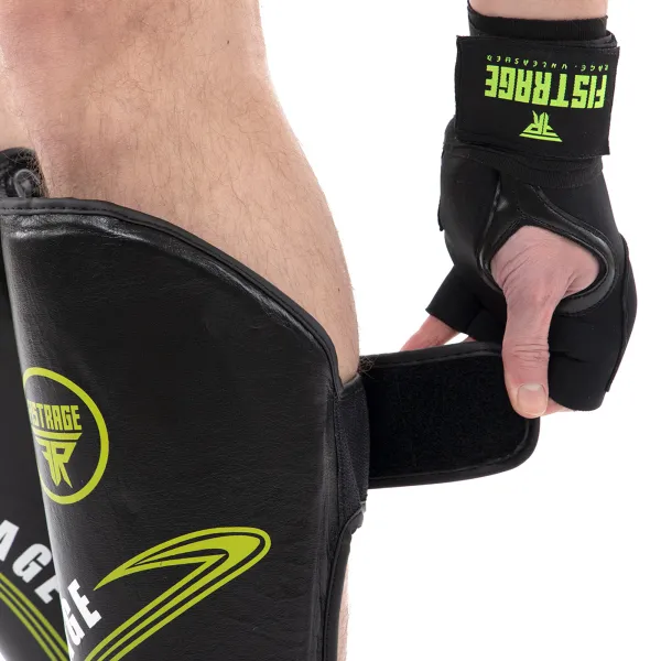 Leather martial arts shin and foot guards FISTRAGE, size S-XL, VL-8496