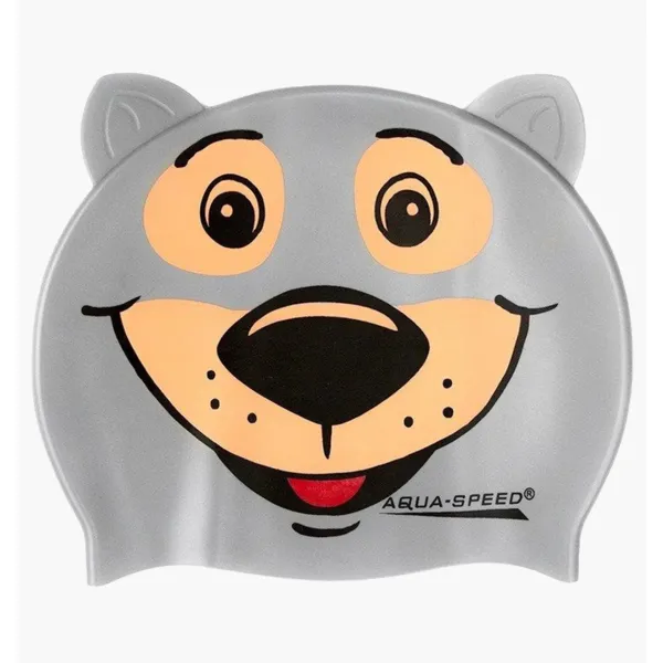 Шапочка для плавання Aqua Speed BEAR, дитяча, сіра OSFM 115-BEAR (Оригінал)