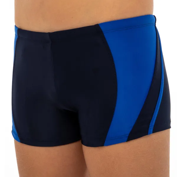 Boys' boxer briefs for swimming age 6-10 years Black and blue PL-2548-BL