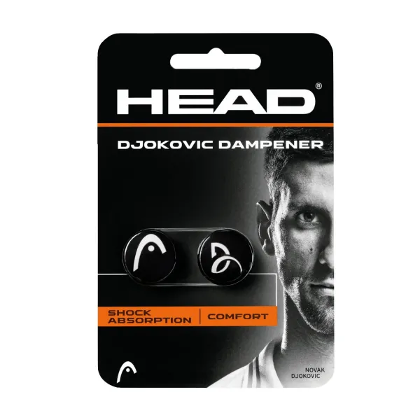 Head Djokovic Dampener Tennis Racket Vibration Dampeners, 2 pcs, Black 285704-BK (Original)