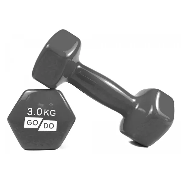 Гантели для фитнеса с виниловым покрытием 2шт GoDo GD-3.0GREY