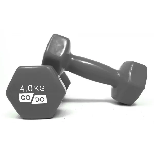 Гантели для фитнеса с виниловым покрытием GoDo 2 шт по 4 кг Серые GD-4.0GREY