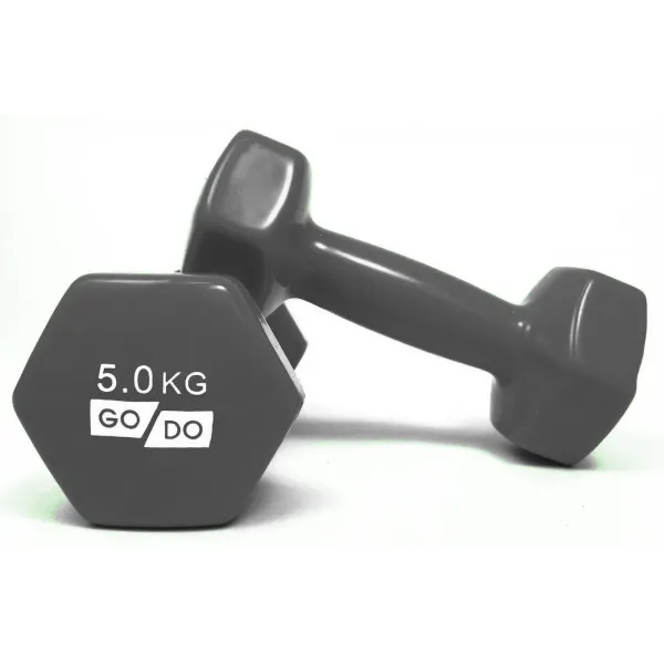 Гантели для фитнеса с виниловым покрытием 2шт по 5кг GoDo GD-5.0GREY