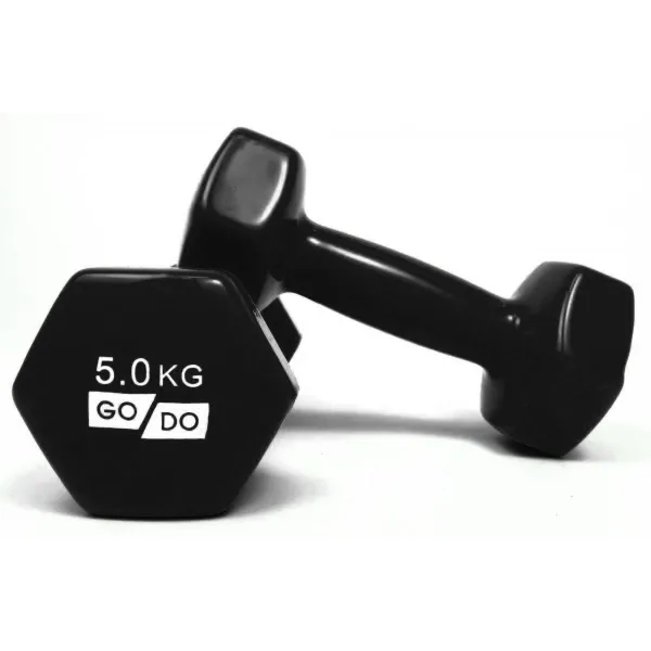 Гантели для фитнеса с виниловым покрытием GoDo 2 шт по 5 кг GD5.0BK