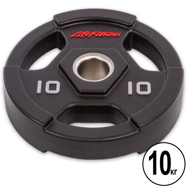 Диски для штанги поліуретанові LIFE FITNESS GC-80154-10 51мм 10кг чорний