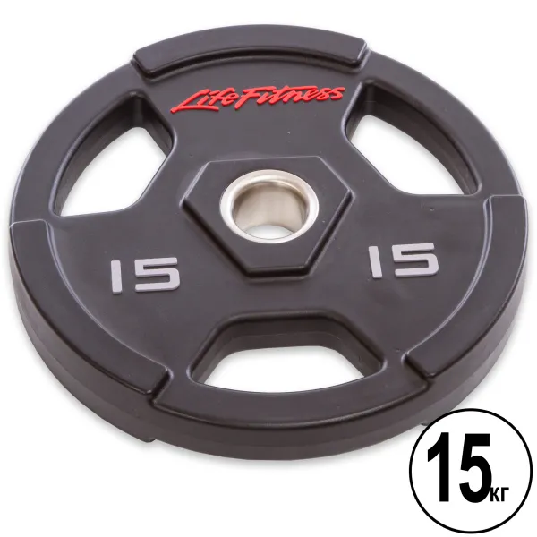 Диски для штанги поліуретанові LIFE FITNESS GC-80154-15 51мм 15кг чорний