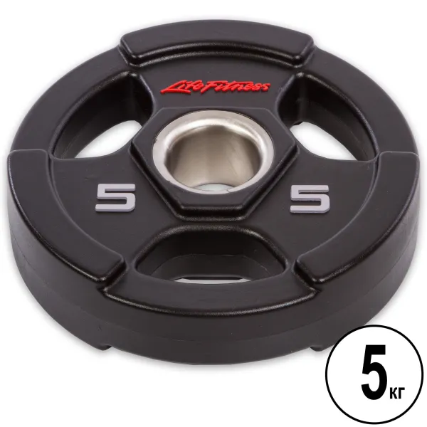 Диски для штанги поліуретанові LIFE FITNESS GC-80154-5 51мм 5кг чорний