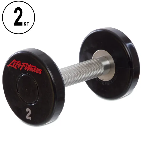 Гантель цільна професійна LIFE FITNESS GA-80081-2 1шт 2кг